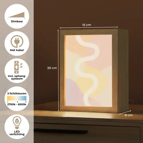 Golvende vormen - Abstract - pastel Light Box met kabel (Tafellamp) klein -USP_NL