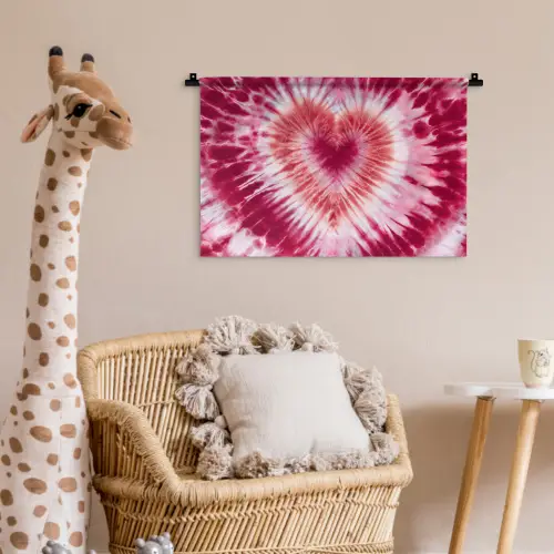 Hartvorm - Roze - Tie dye Wandkleed katoen klein -wsfeer5_kind