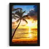 Strand - Horizon - Zonsondergang - Palmboom - Zee fotolijst zwart zonder passe partout klein -3d