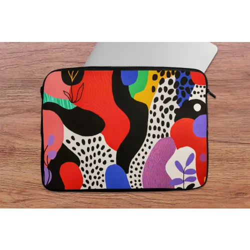 Abstract - Vormen - Kleuren - Stippen laptophoes neopreen klein -tafel