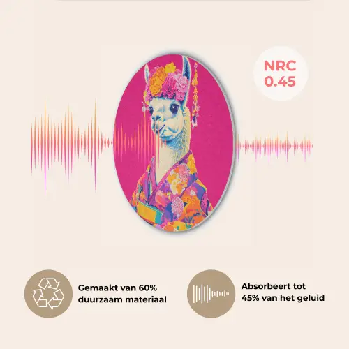 Lama - Kimono - Bloemenkrans - Felroze Akoestische PET Vilt - Rond klein -USP_NL