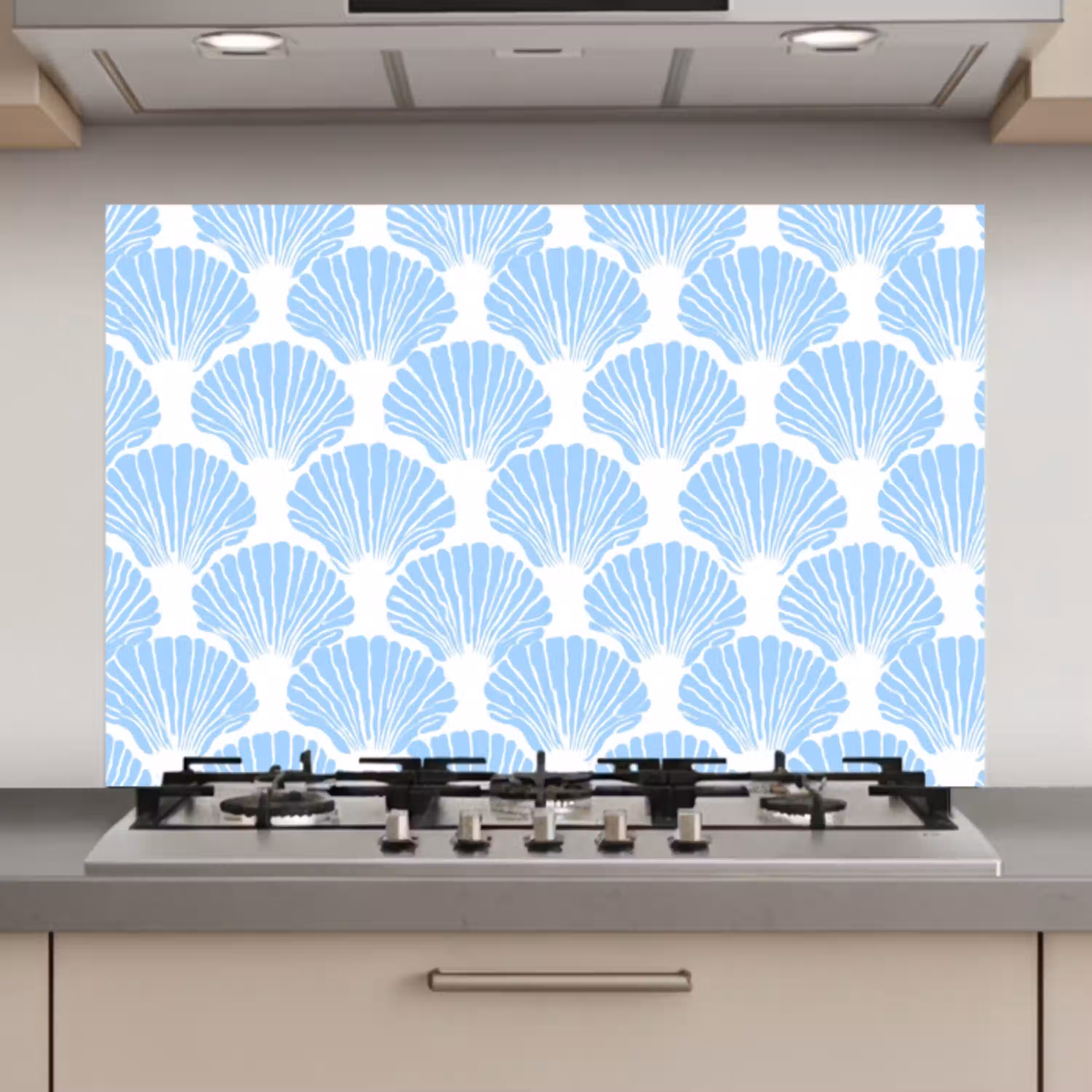 Blauw - Wit - Schelpen - Grafisch - Structuur keuken achterwand spatscherm klein 900 -3d_website