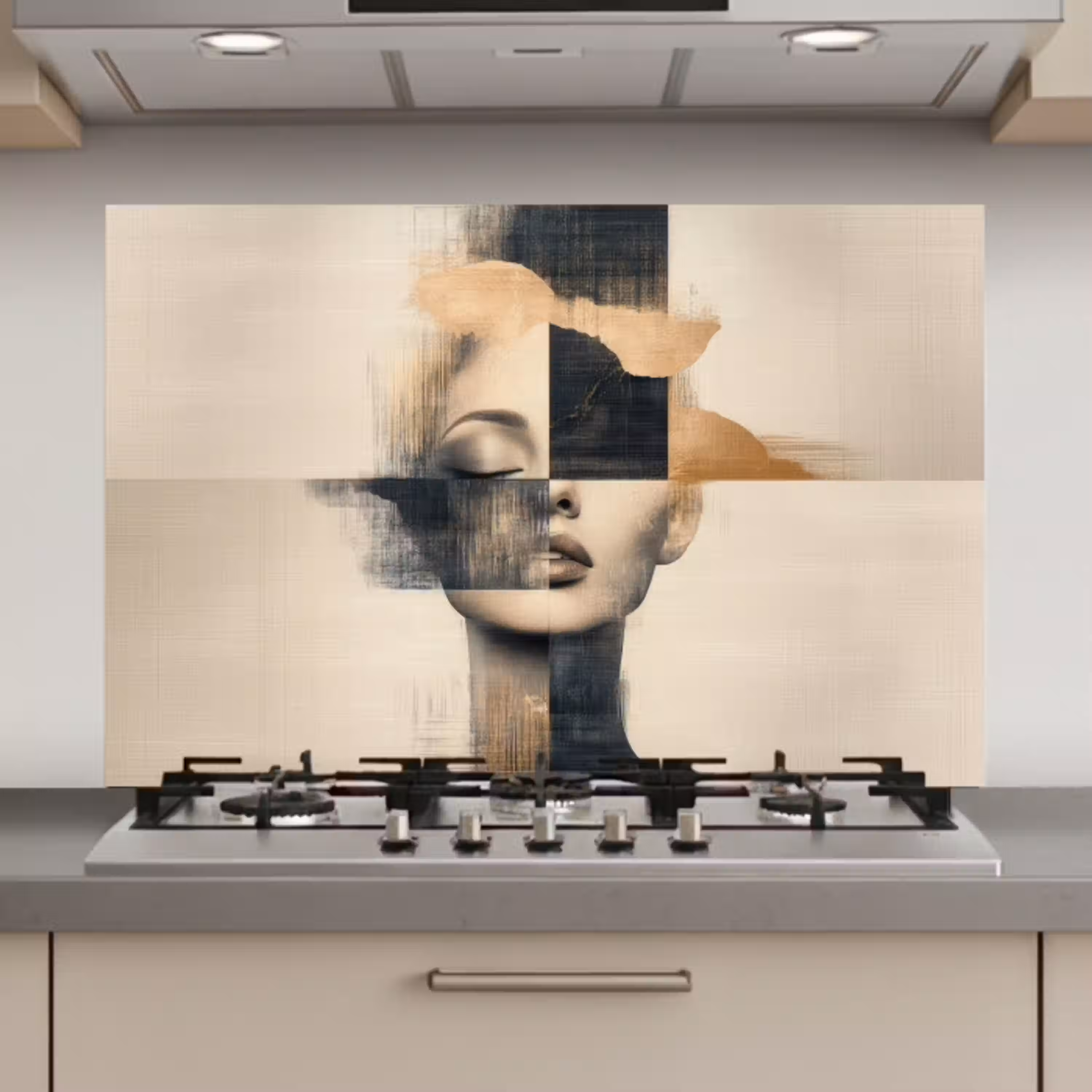 Goud - Vrouw - Rechthoeken keuken achterwand spatscherm klein -3d_website