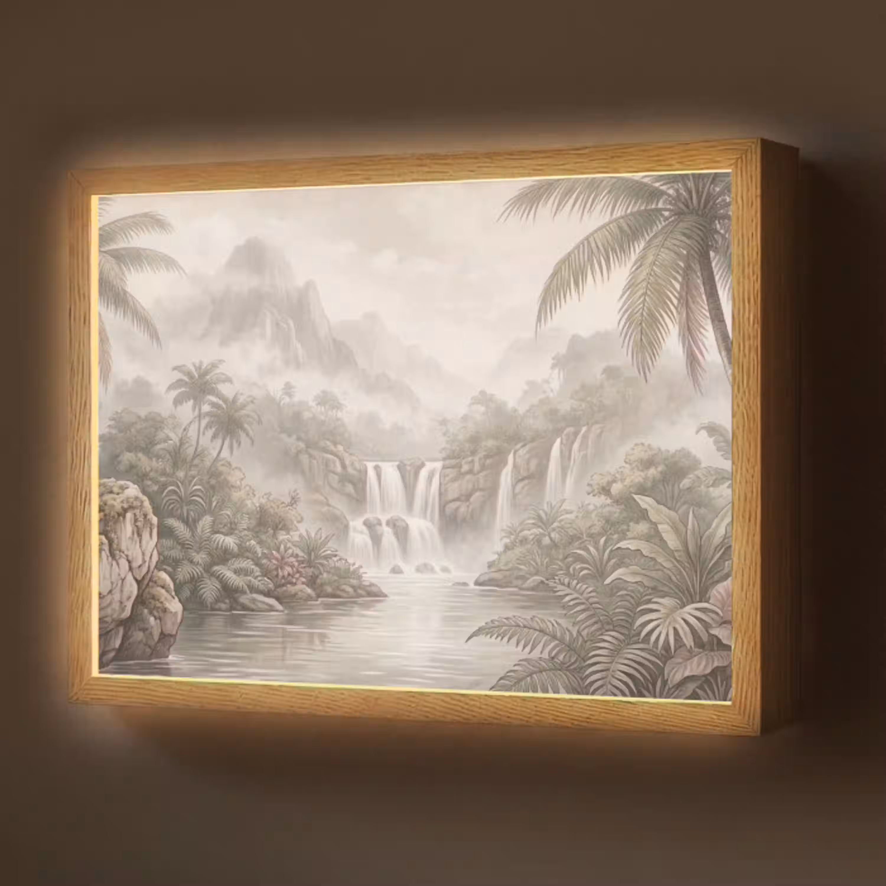 Jungle - Watervallen - Tropisch - Illustratie Light Box met batterij (Wandlamp) middel -z3d_website