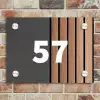 Hout en antraciet - Traditioneel Naambord Rechthoek middel -sfeer3