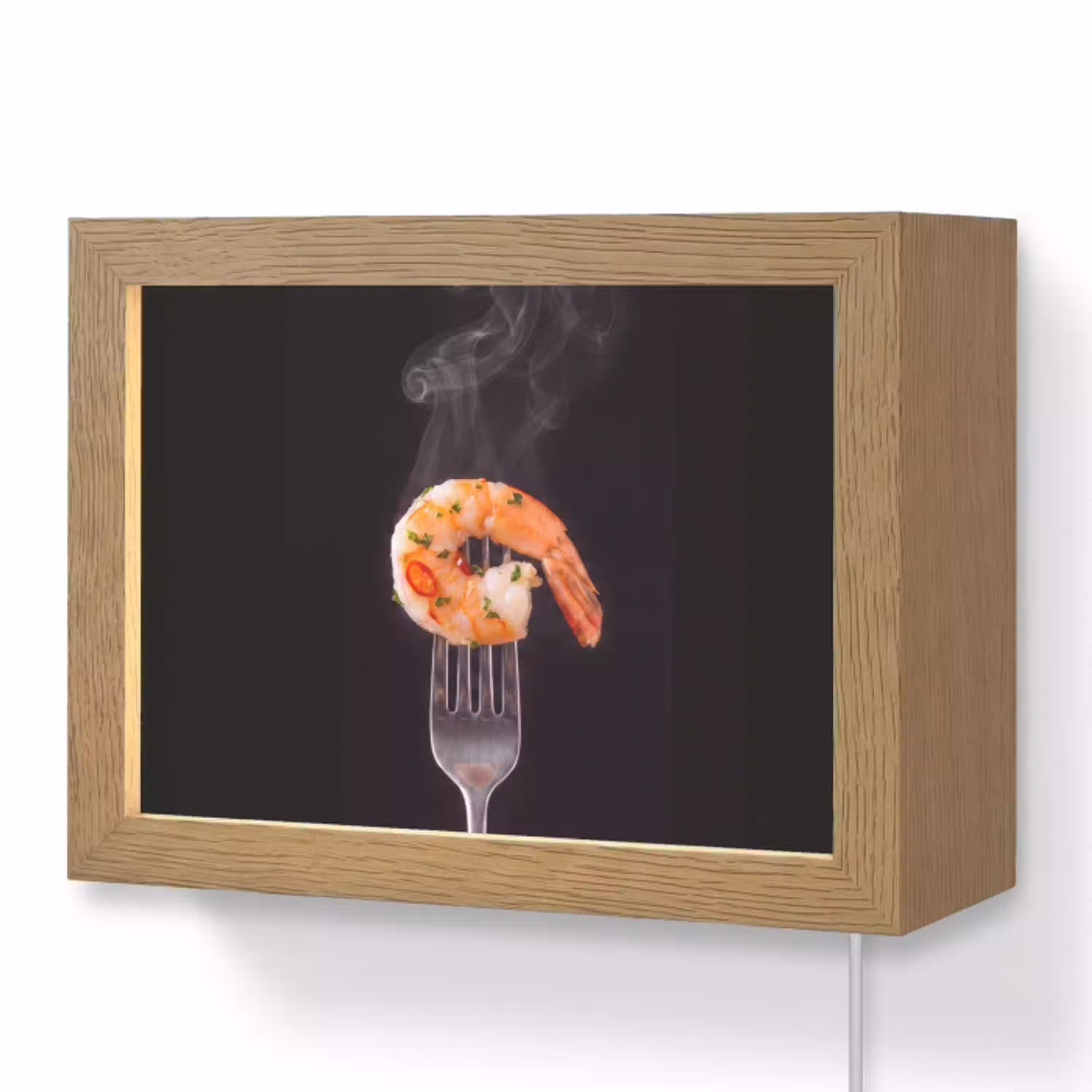 Eten - Garnaal - Vork Light Box met kabel (Wandlamp) klein -3d