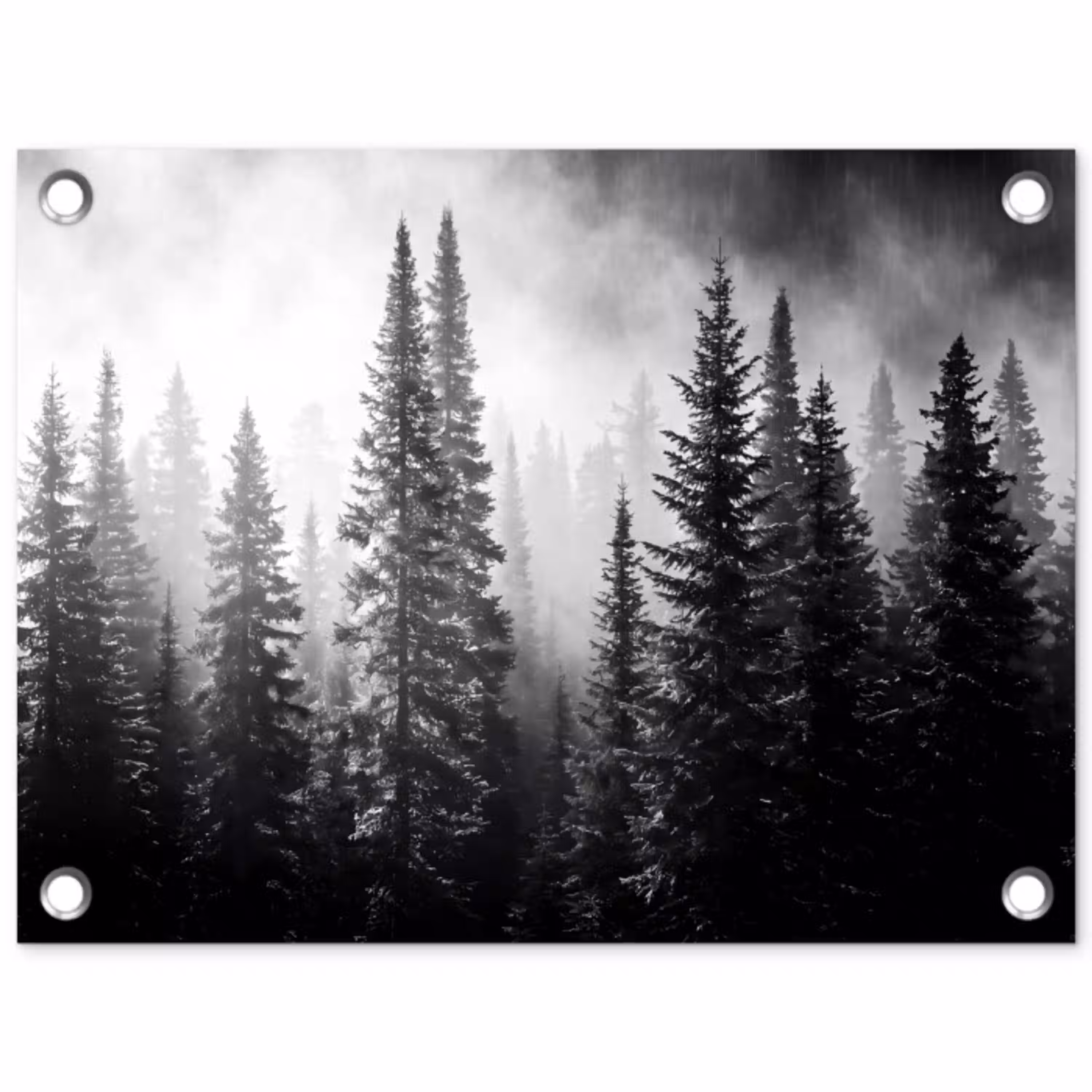 Bos - Mist - Winter - Monochroom - Natuur tuinposter los doek klein -3d