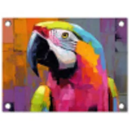 Papegaai - Kleurrijk - Schilderij - Tropisch tuinposter los doek klein -3d