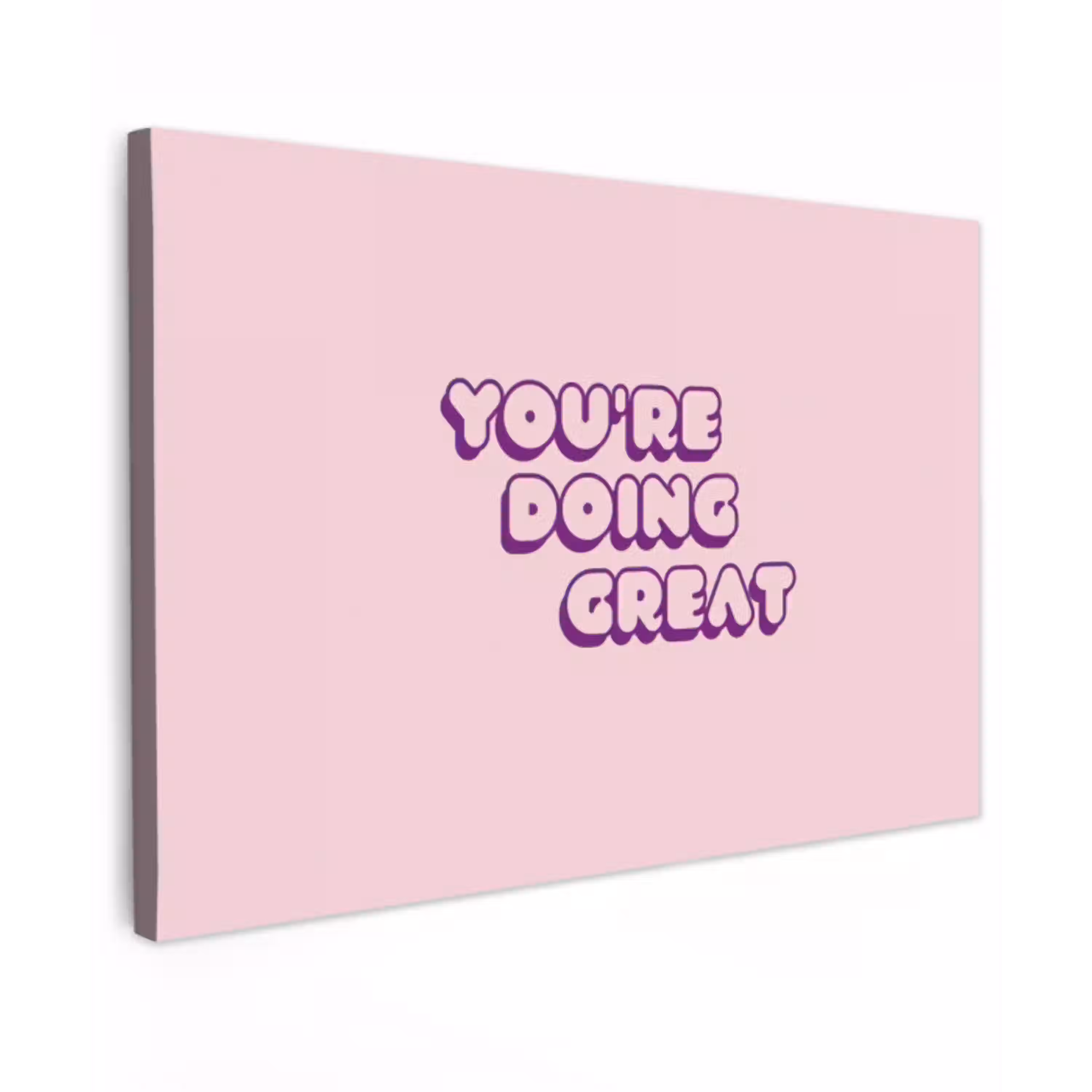 You're doing great - Roze - Bubble letters canvas 2cm klein -z3d