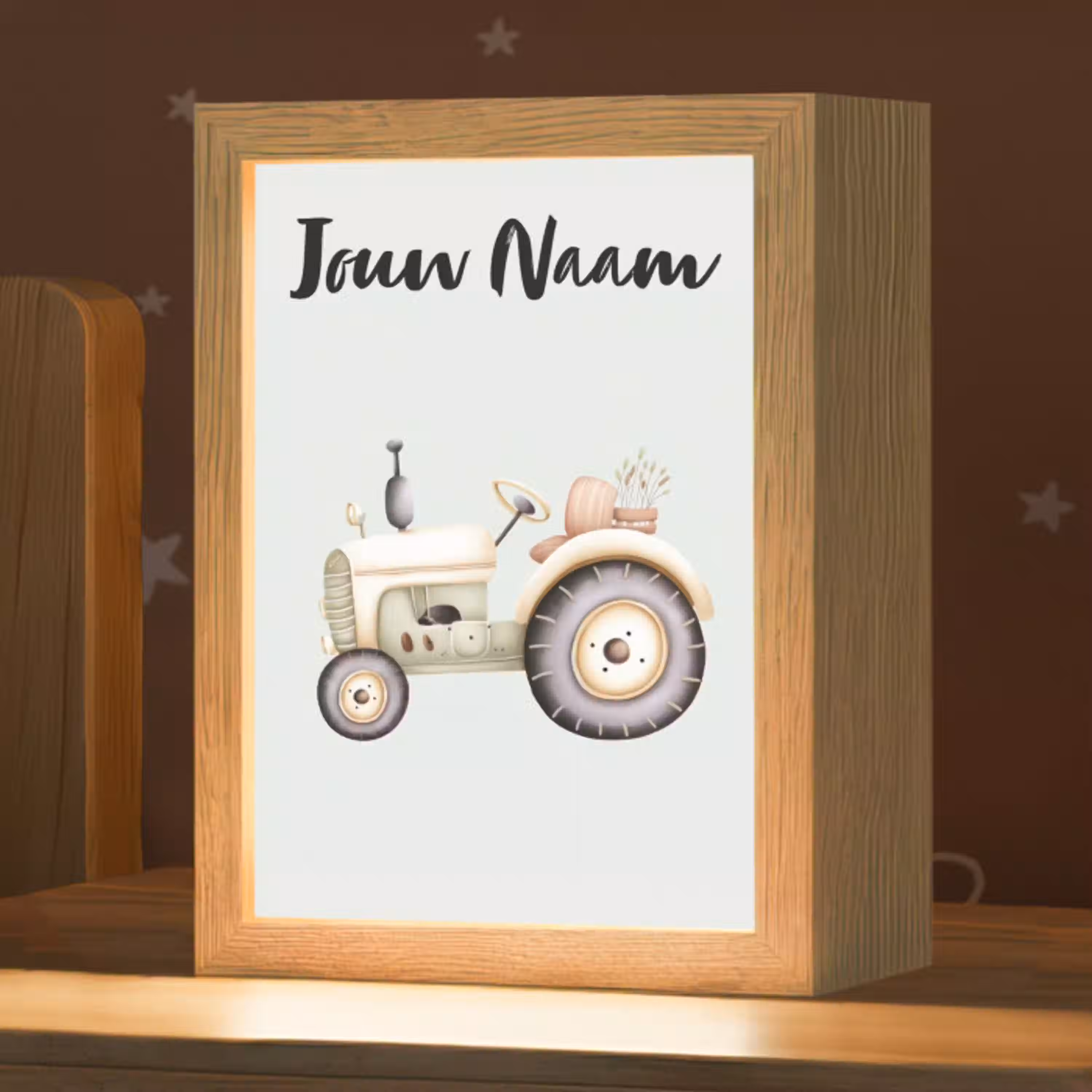 Vintage - Tractor - Pastel - Blauw Light Box met kabel (Kinderlampje) klein -zzz_3d_website