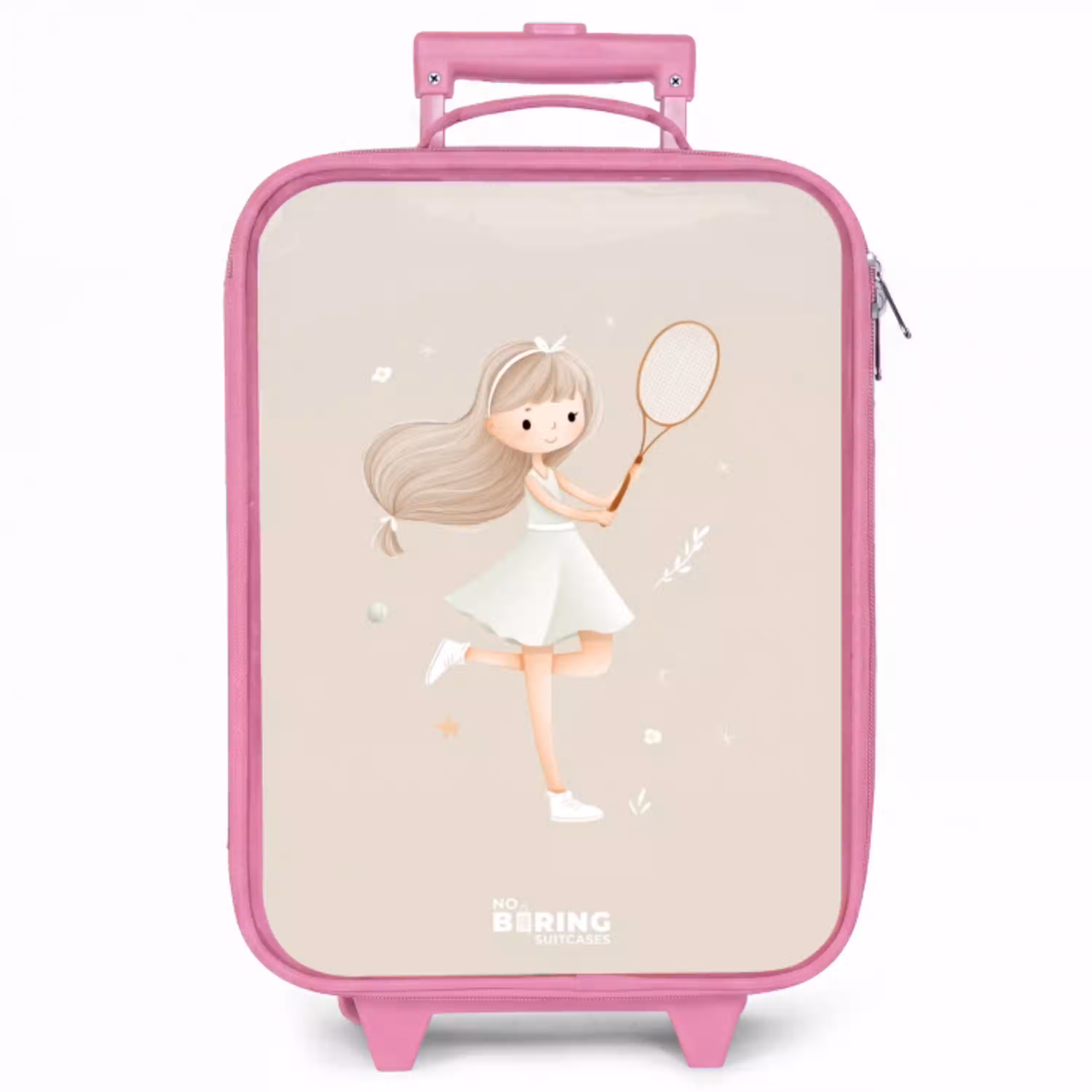 Meisje speelt tennis in beige kleuren Kinderkoffer - Roze klein -zzz_website3d