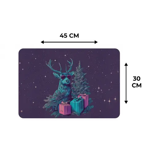 Rendier - Zonnebril - Neon - Kerstboom Placemat vinyl groot -specs