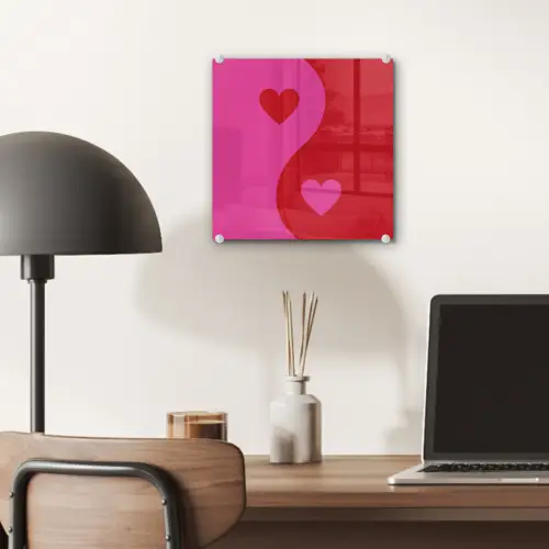 Minimalistisch - Rood - Roze - Hartjes plexiglas 5mm klein -sfeer6