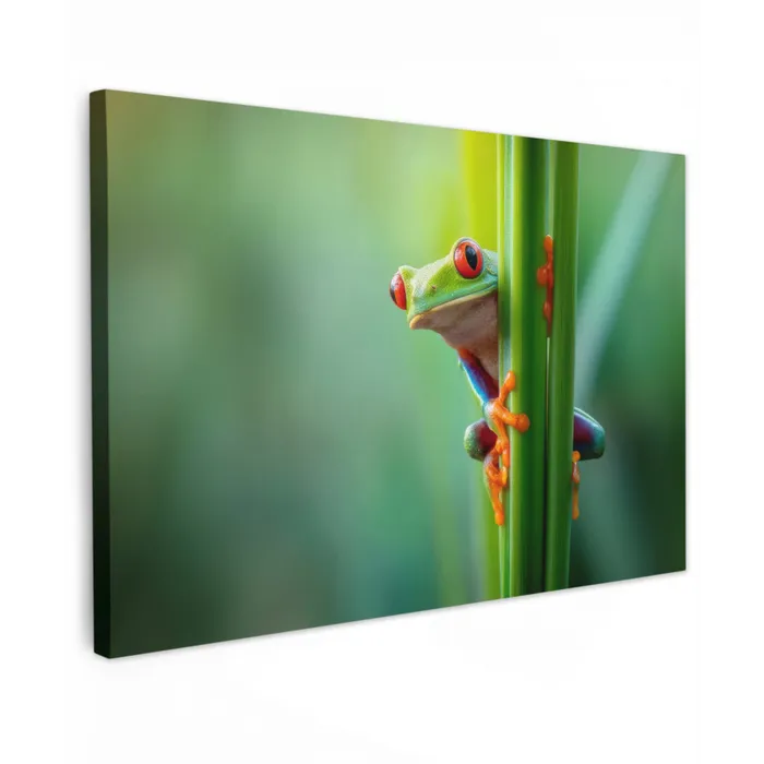 Groene kikker - Nieuwsgierig - Gras canvas 2cm klein -z3d