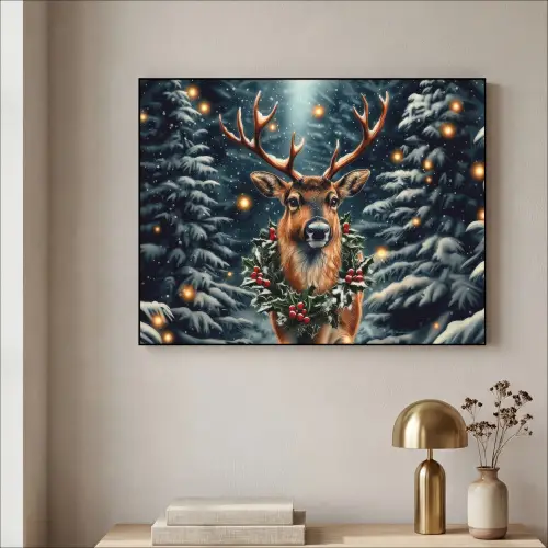 Kerst - Magie - Bos - Kleurrijk Textielframe - compleet frame klein -sfeer2