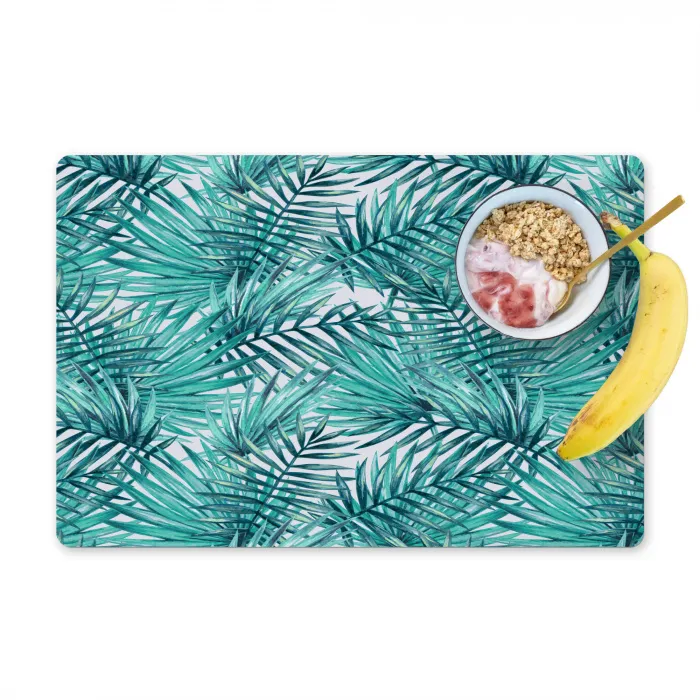 Bladeren - Ijsblauw - Wit Placemat vinyl groot 368 -zzzproduct_Kitchenyeah-website