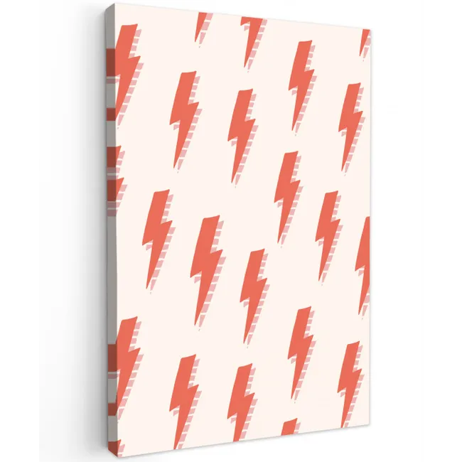 Rood - Bliksem - Roze Tuinposter op houten frame 2 cm dik klein 841 -3d