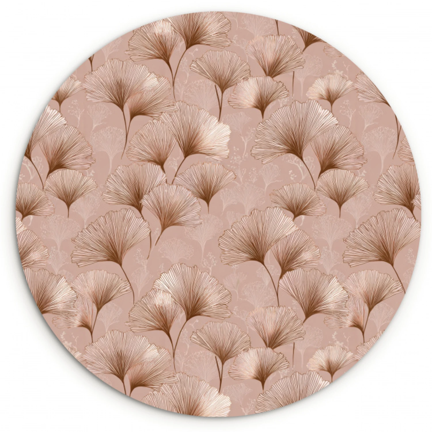 Ginkgo - Patroon - Roze Wandcirkel kunststof plaat 5mm dik klein 188 -3d