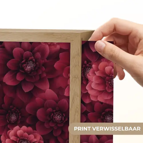 Dahlias - Bloemen - Rood Light Box met batterij (Wandlamp) middel 907 -USP_websiteprintNL