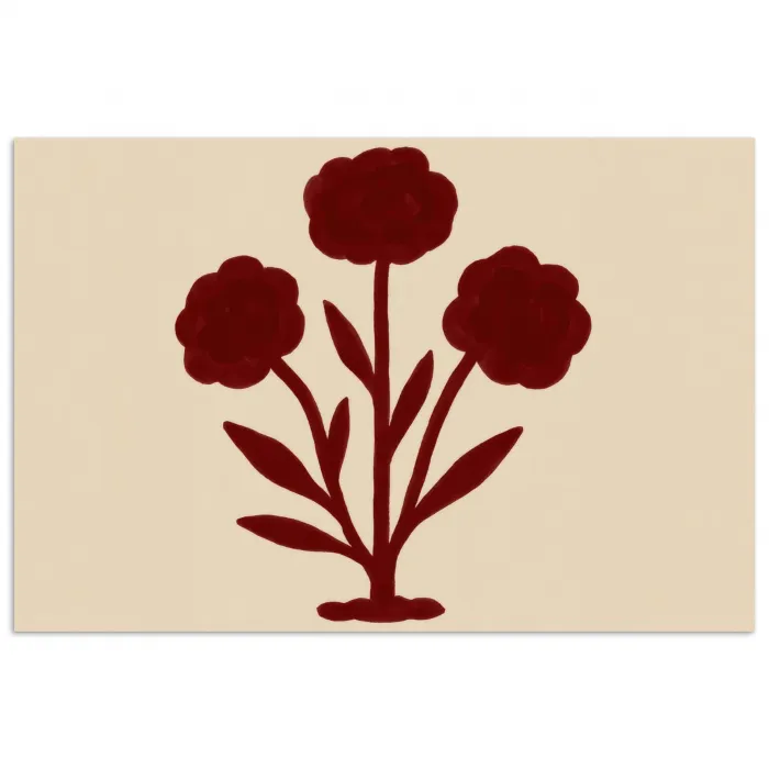 Bloemen - Bladeren - Rood - Minimalistisch poster papier klein -3d