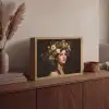 Portret - Vrouw - Bloemen Light Box met batterij (Wandlamp) middel -sfeer2