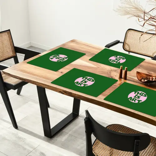 Cirkel - Roze - Tekst - Art Placemat vinyl groot -zzsfeer4_Kitchenyeah-website