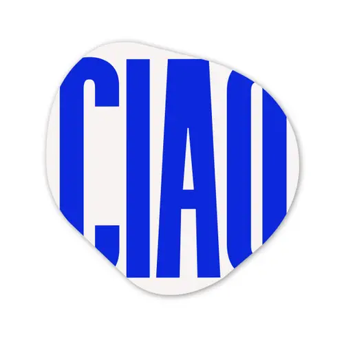 Ciao - Hoofdletters - Blauw - Minimalistisch Wandcirkel Organisch Plexiglas middel -3d