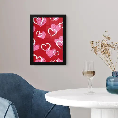 Patroon - Hartjes - Roze - Valentijn fotolijst zwart zonder passe partout klein -sfeer4