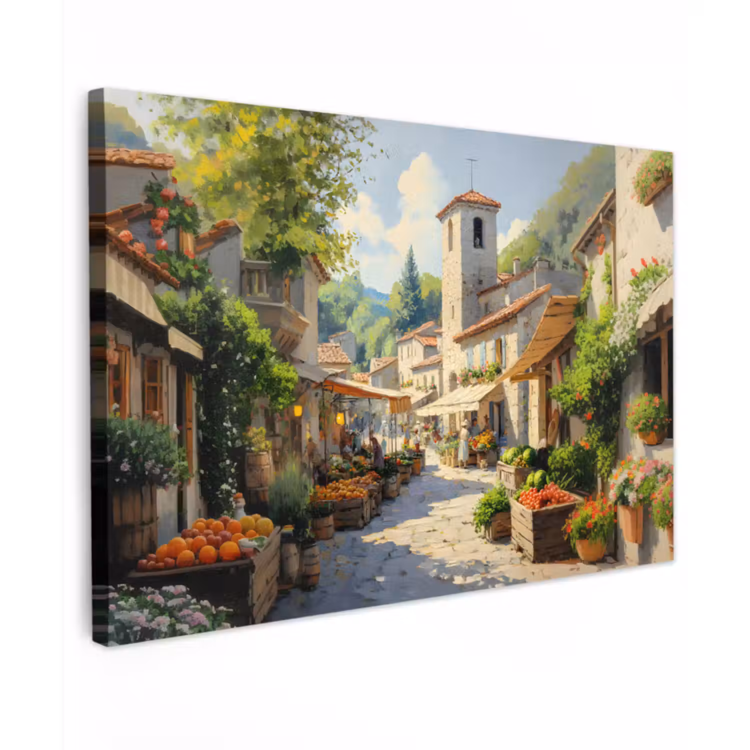 Outdoor Canvas Print - Village - Sun - Stalls - Houses