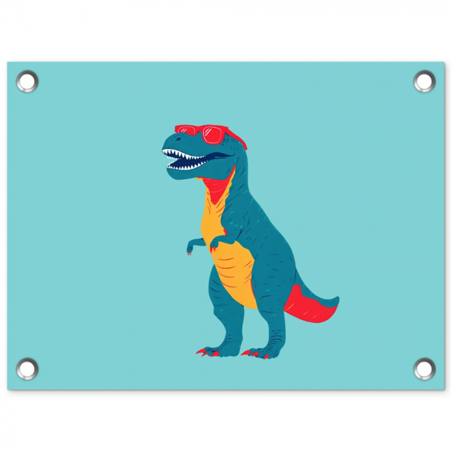 Dinosaurus - Blauw - Zonnebril tuinposter los doek klein -3d