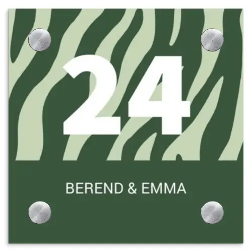 Groen zebra - Klassiek Naambord Vierkant klein -3d