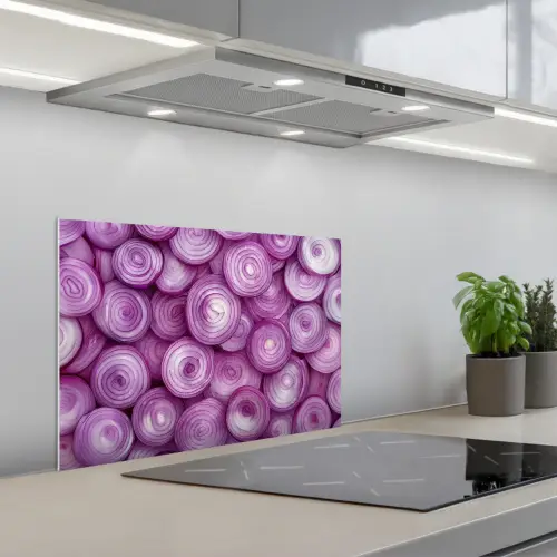 Paars - Uien - Close up keuken achterwand spatscherm klein -3d_schuin
