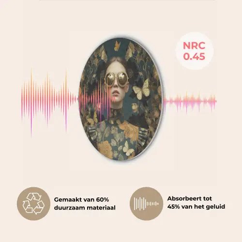 Vrouw - Bladeren - Goud - Vlinders Akoestische PET Vilt - Rond klein -USP_NL
