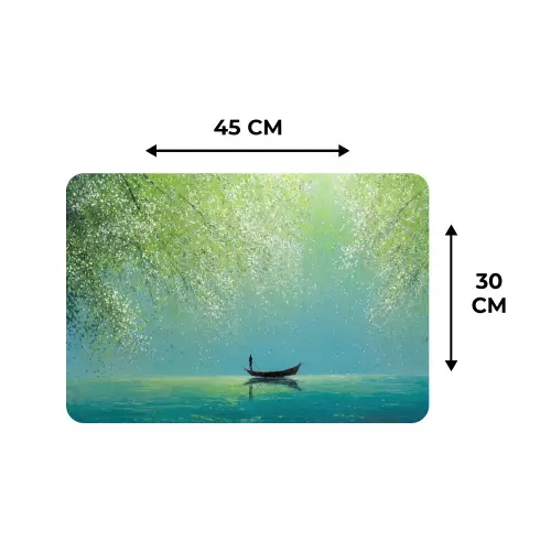 Bootje - Water - Bladeren - Bloesems Placemat vinyl groot -specs