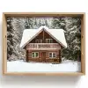Huis - Bos - Winter - Natuur - Sneeuw Dienblad Rechthoek middel -z3d_shopping
