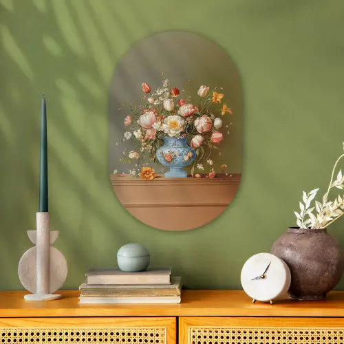 Neutral - Bloemen - Boeket - Vaas Wandcirkel Ovaal Forex klein -sfeer2