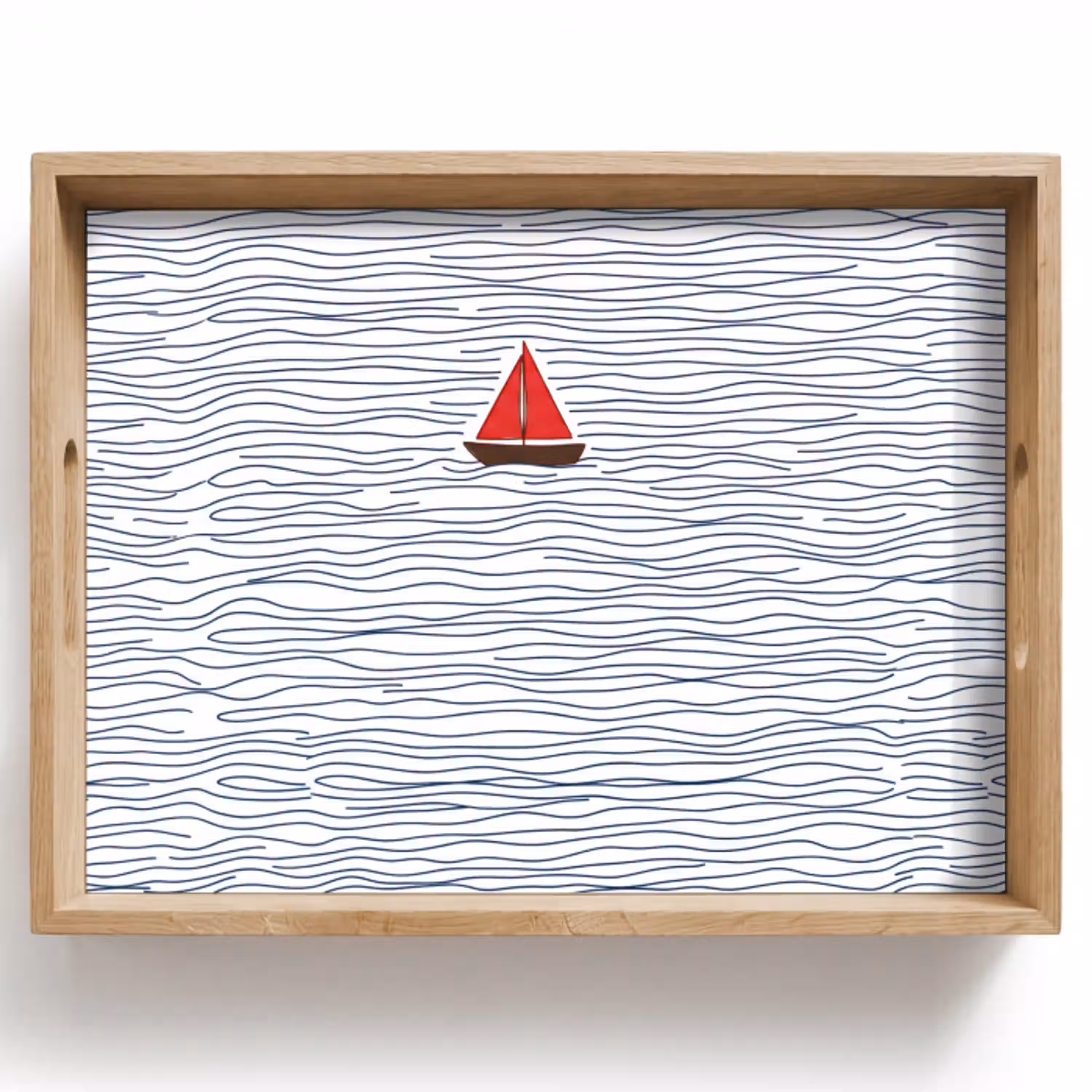 Boot - Water - Rood - Illustratie - Minimalistisch Dienblad Rechthoek middel -z3d_shopping