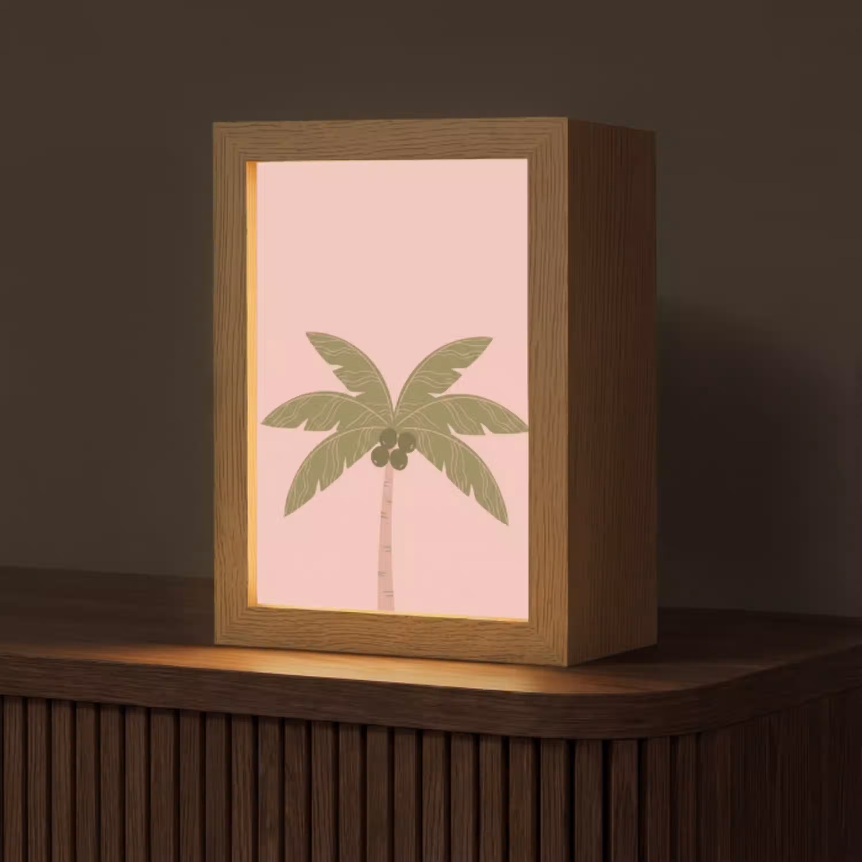 Boom - Palm - Natuur - Illustratie - Roze Light Box met kabel (Tafellamp) klein -z3d_website