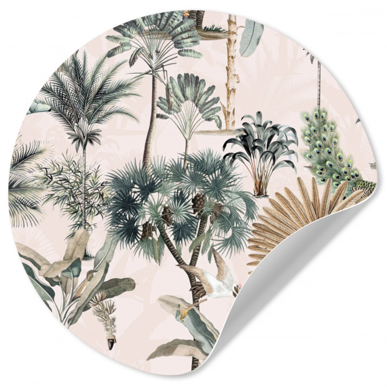 Inductie afdekplaat - Vintage - Jungle - Dieren - Natuur - Inductie beschermer Wandcirkel behangsticker klein -3d