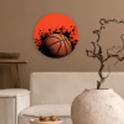 Basketbal - Verf - Sport - Oranje Wandcirkel kunststof plaat 5mm dik klein -sfeer1