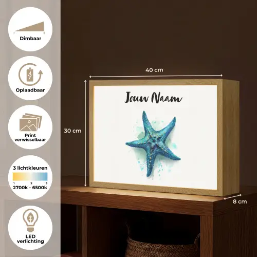 Zeester - Blauw - Spetters Light Box met batterij (Wandlamp kind) middel -USP_websiteoverzichtNL