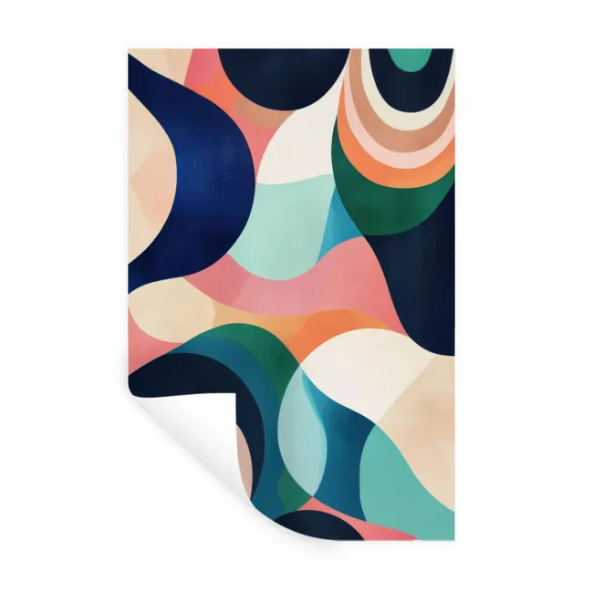 Abstract - Blauw - Roze Muursticker klein -3d