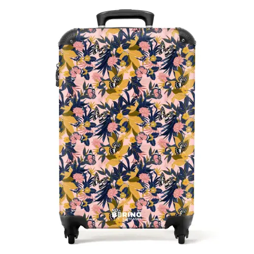 Tropisch vlinder patroon blauw geel NBS - Handbagage koffer - Kinderen Unisex middel -productfoto_recht