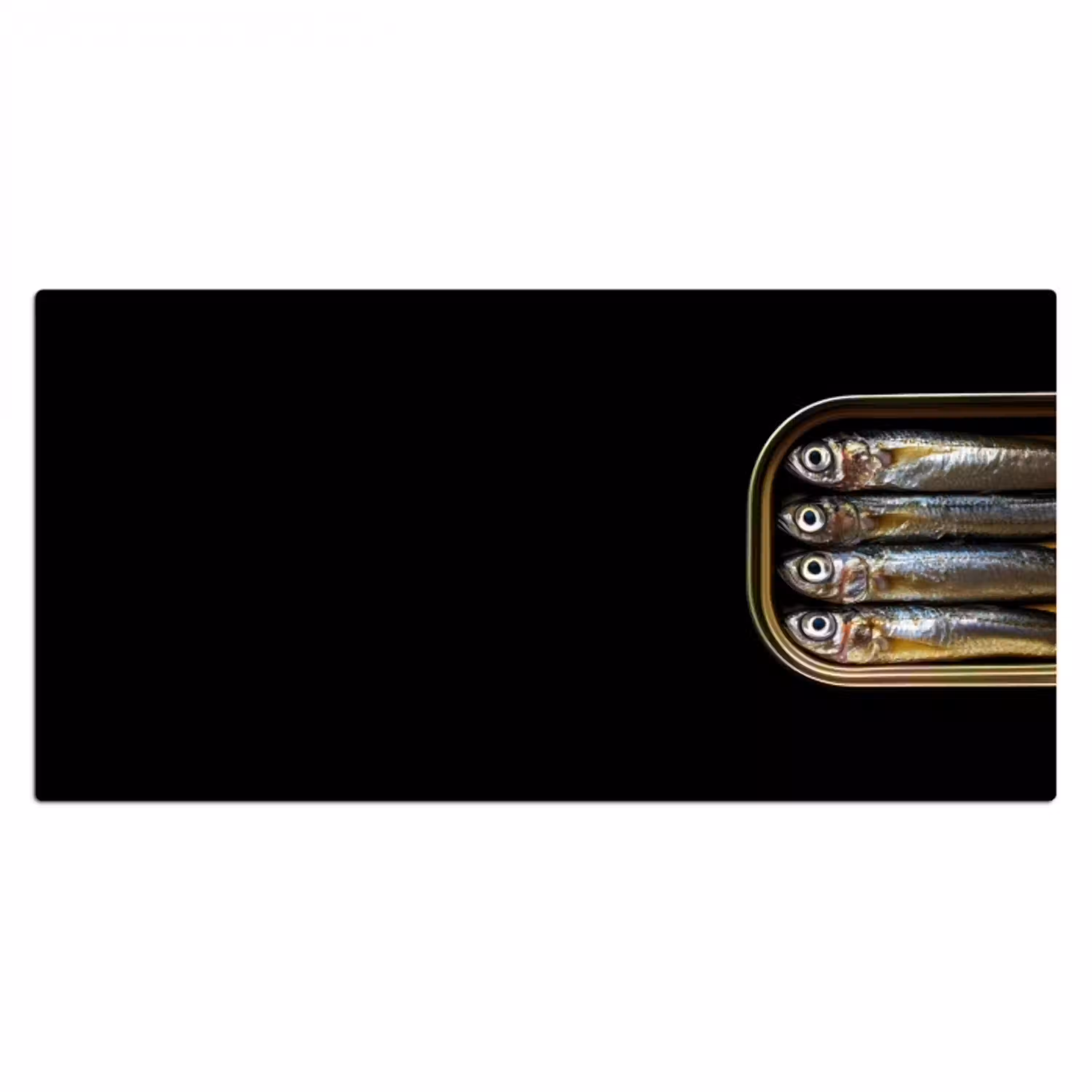Sardines - Blik - Zwart - Vissen Muismat XXL klein -3d_leeg