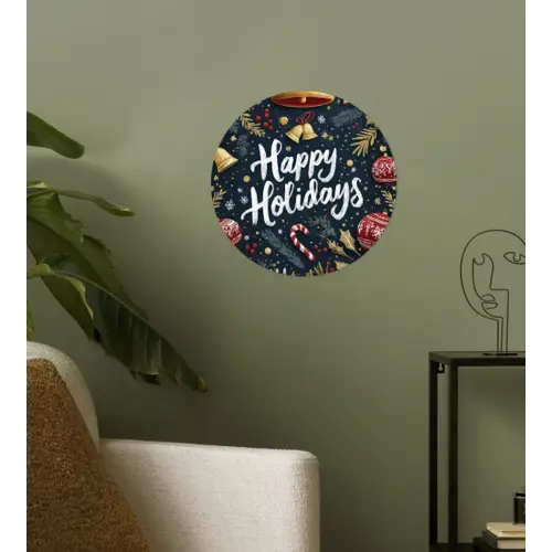 Feestelijk - Kerstgroet - Kleurrijk Wandcirkel behangsticker klein -sfeer2