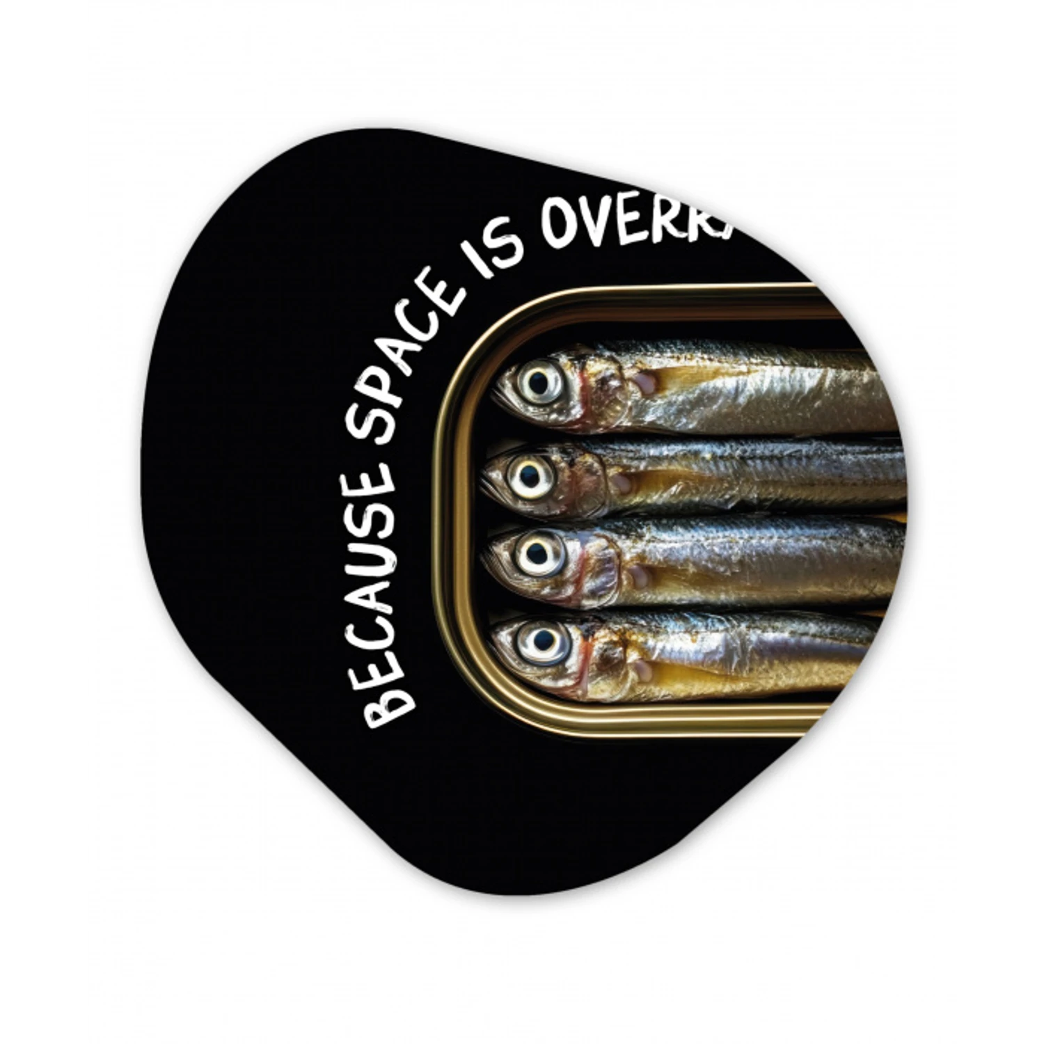 Sardines - Tekst - Vis - Blik Wandcirkel Organisch Plexiglas middel -3d