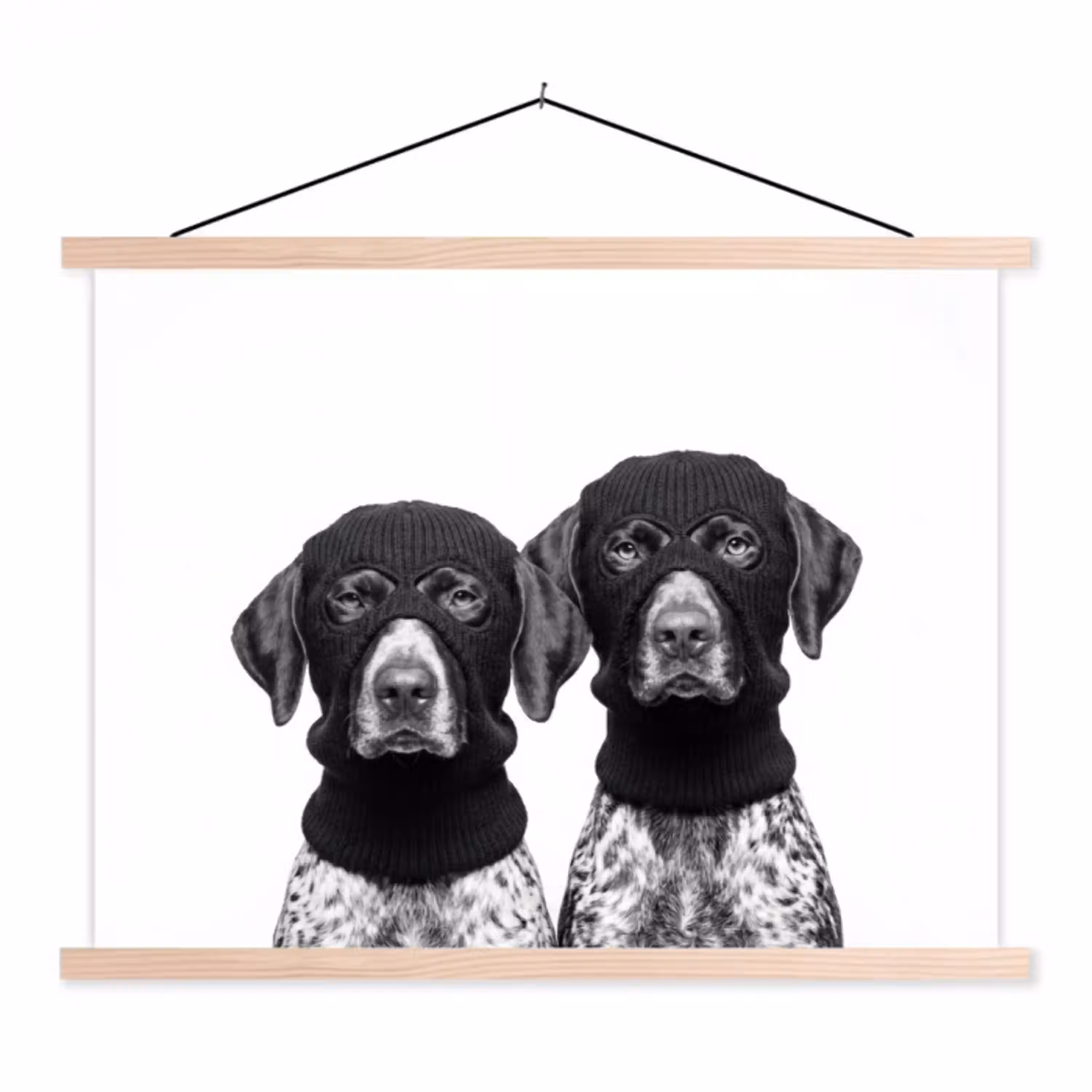 Honden - Bivakmuts - Zwart - wit textielposter latten blank klein -3d