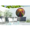 Doorkijk - Bloemen - Tulpen - Kleurrijk - Zonsondergang Wandcirkel tuinposter met ringen klein -buiten2
