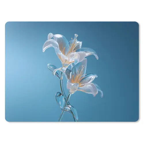 Lelies - Blauw - Glazen muismat rubber klein -3d