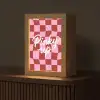Pinky up - Geblokt - Bordeauxrood Light Box met kabel (Tafellamp) klein -z3d_website